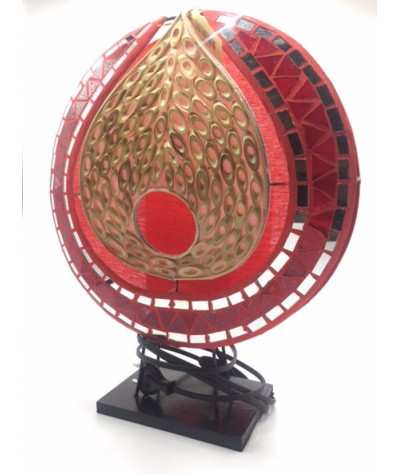 Lampe mosaïque rouge-bambou