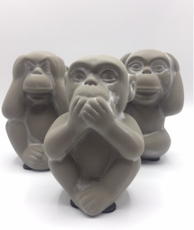 Set de 3 singes sagesse gris