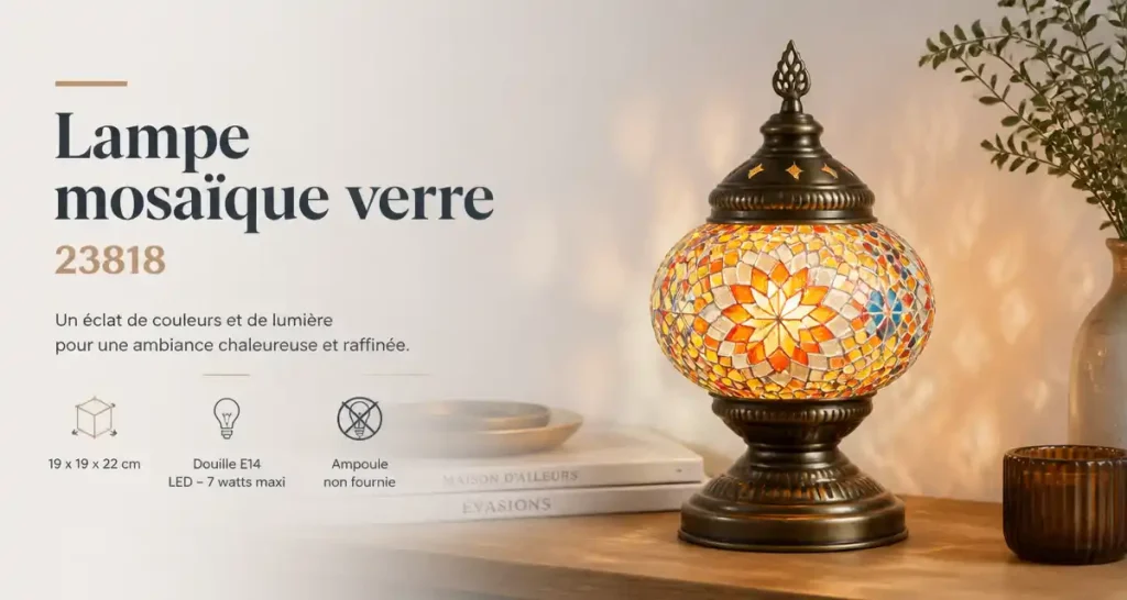 Lampe mosaïque verre 23818
