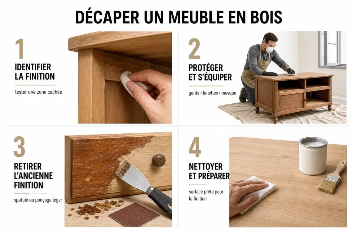 Décaper un meuble en bois : étapes de préparation, retrait de finition et nettoyage