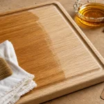 lhuile de lin bois : chiffon et spalter, 2 couches fines sur bois clair