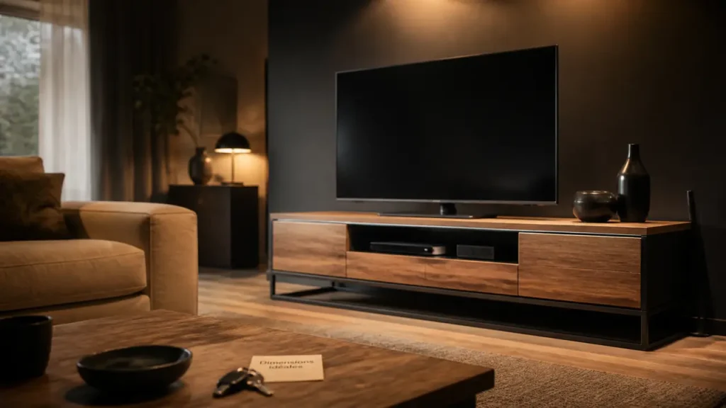 20 cm de marge, rangements utiles, style adapté : quel meuble TV en bois et métal choisir ?
