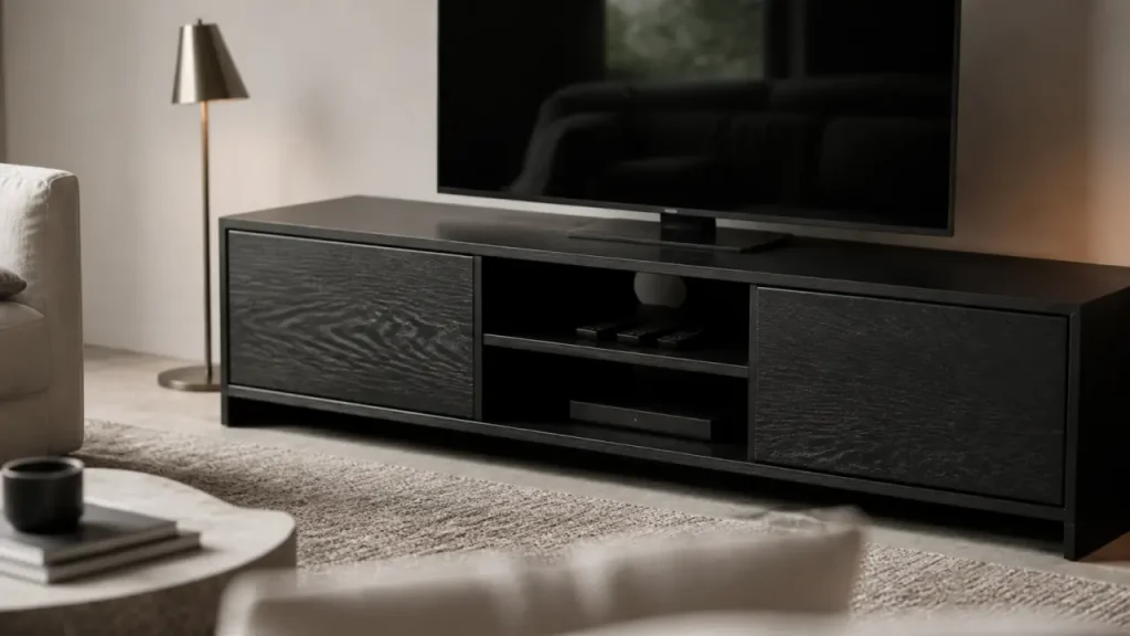 Pourquoi un meuble TV en bois noir change le salon : chaleur, rangements et style
