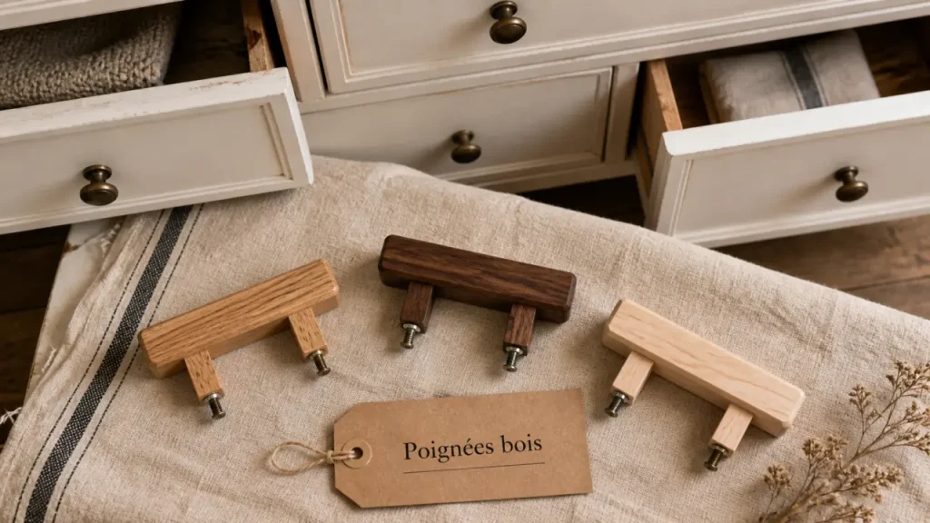 Chêne, noyer ou bouleau : quelle poignée en bois pour meuble choisir selon votre décor ?