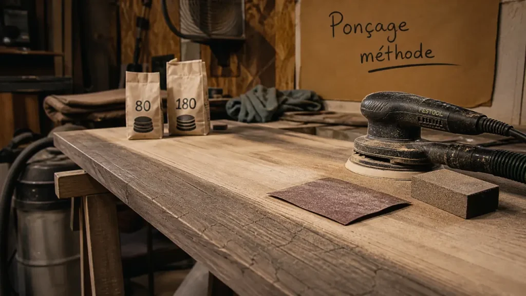 Poncer un meuble en bois sans l’abîmer : grains 80 à 220, outils et méthode