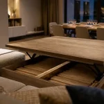 Table basse convertible pour 12 convives, salon compact contemporain