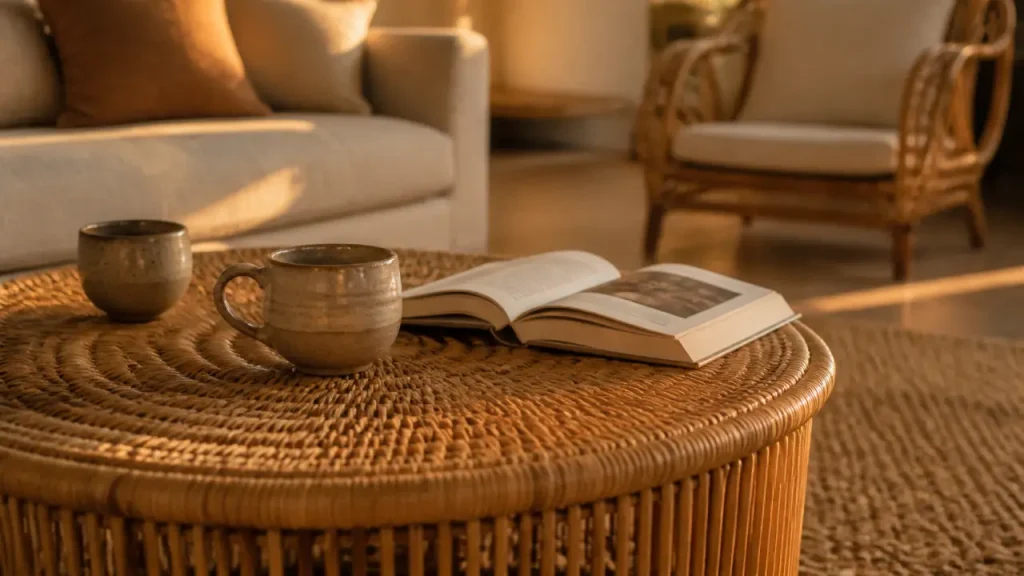 Rotin naturel, teinté ou imitation : comment choisir la table basse qui change le salon