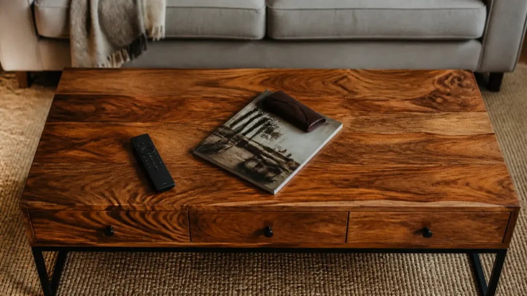 Table basse en manguier : rangements, dimensions et finitions à comparer