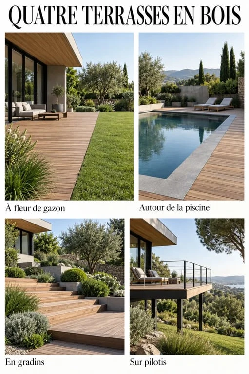 Les plus belles terrasse en bois : quatre configurations élégantes dans un jardin