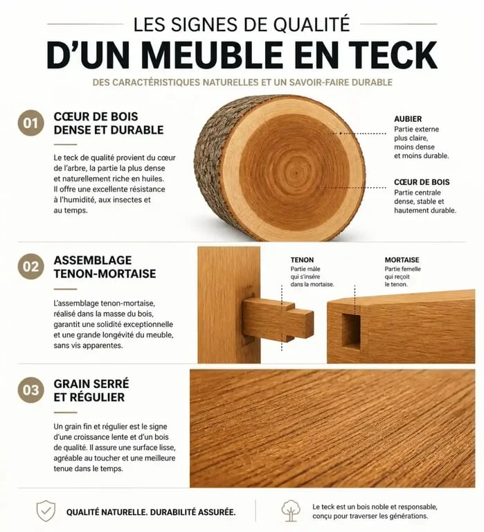 Signes de qualité pour choisir un meuble teck massif