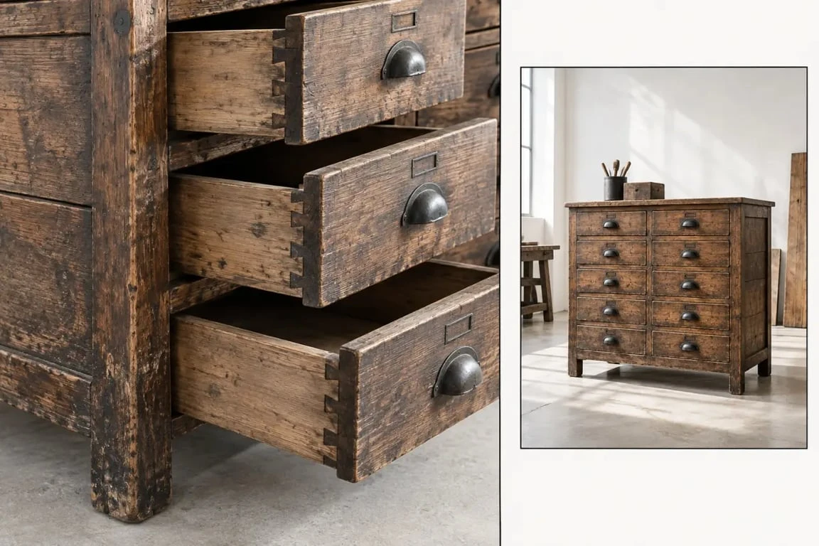 Détails à vérifier sur un meuble de métier en bois ancien avant l’achat