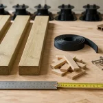 Lambourde pour terrasse bois sur planche, visserie et entraxe 40 cm (DTU 51.4)
