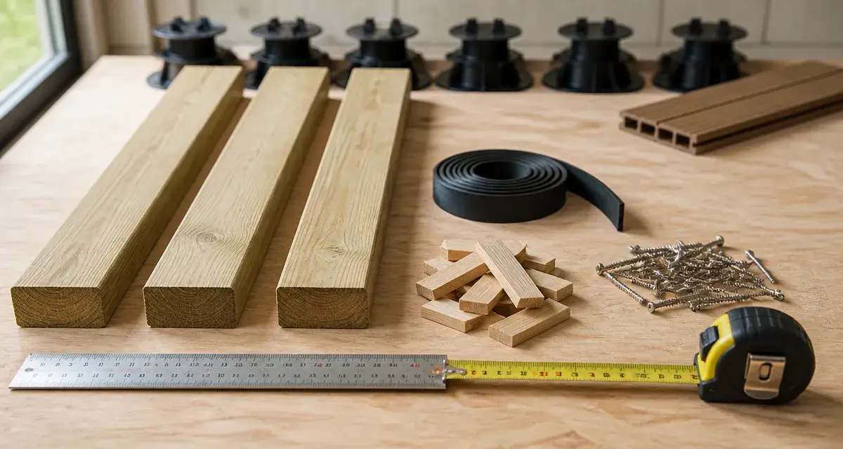 Lambourde pour terrasse bois sur planche, visserie et entraxe 40 cm (DTU 51.4)