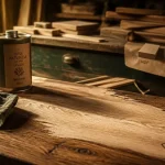 Meuble bois massif : table en chêne huilé et poncé, huile naturelle