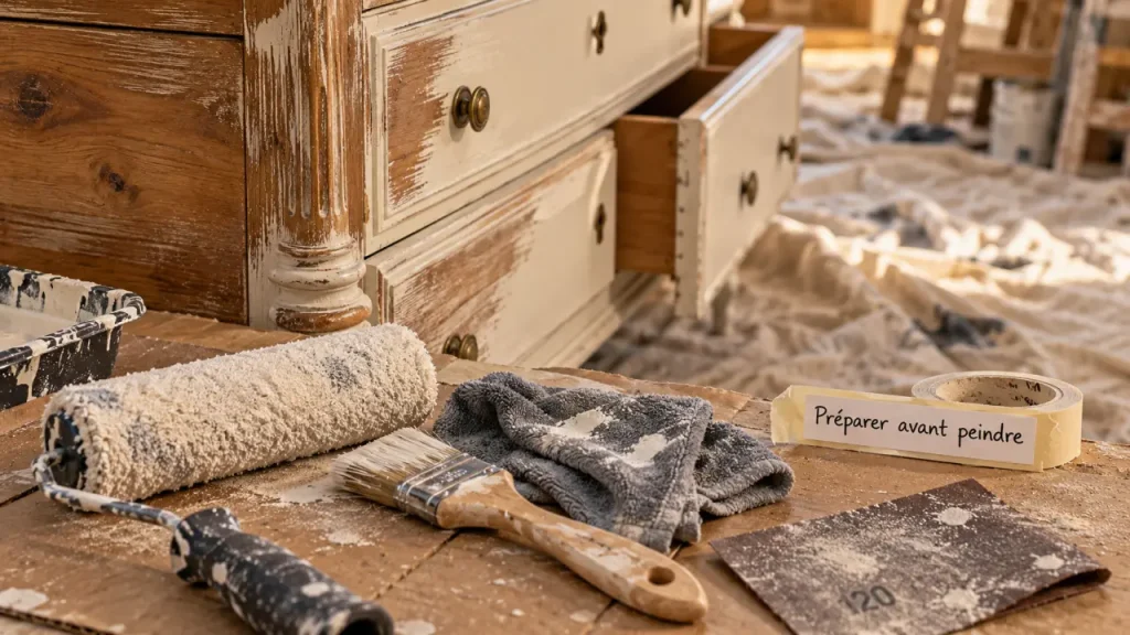Meuble en bois repeint : faut-il vraiment poncer jusqu’au bois nu ?