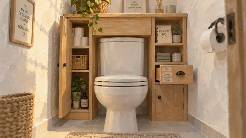 Meuble WC en bois : gagnez du rangement sans rétrécir la pièce
