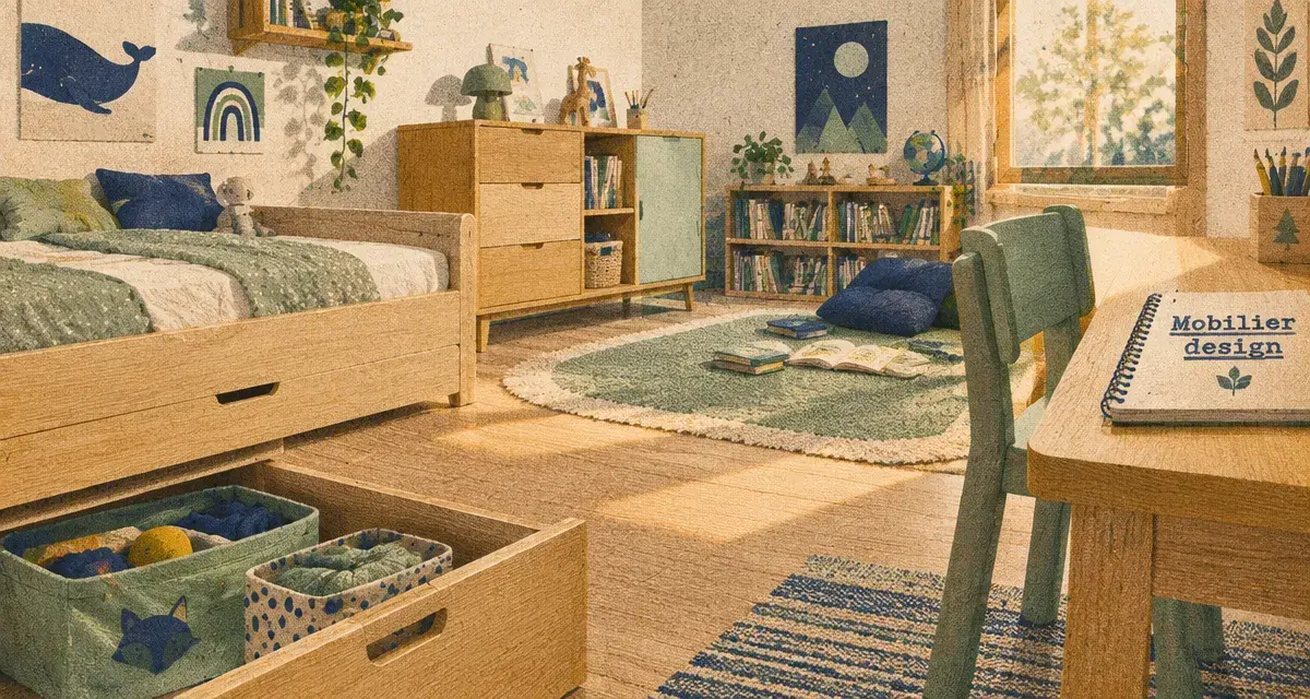 Mobilier enfant design : chambre contemporaine sans surcharge