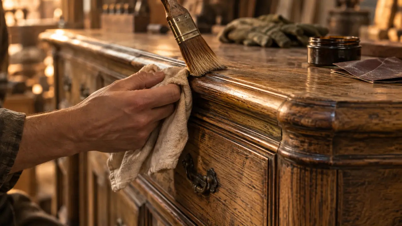 Patine pour meuble en bois : veinage adouci et cire sur chêne