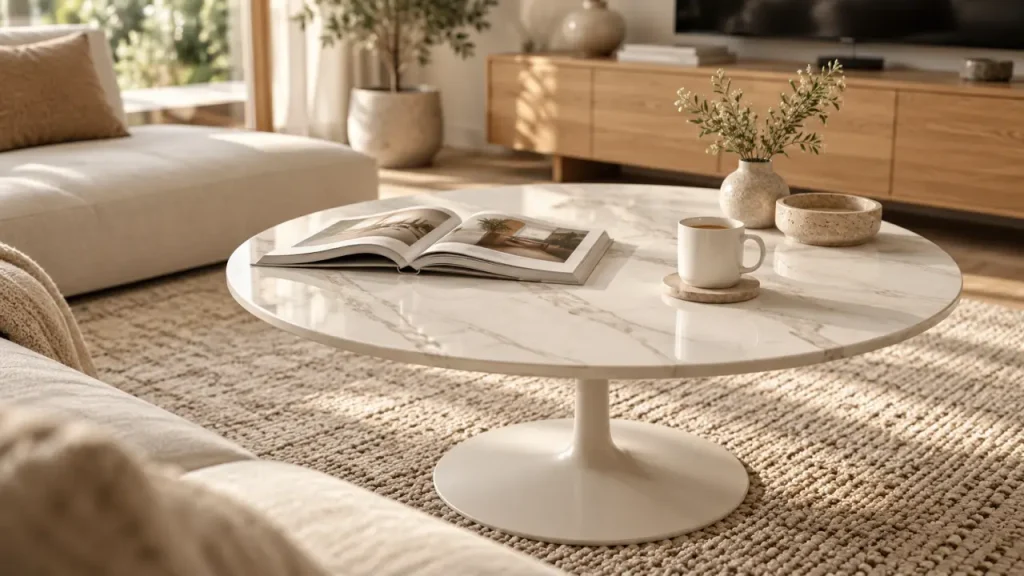 Table basse blanche ronde : le bon diamètre ne suffit pas à faire le bon achat