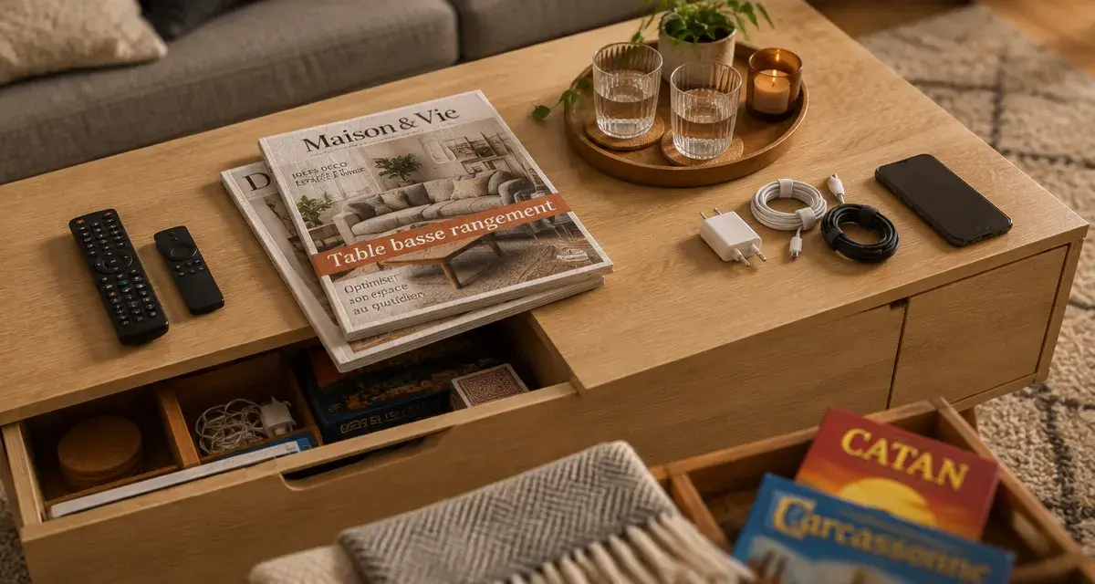 Table basse rangement pour gagner de la place sans encombrer le salon