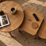 Table gigogne bois chêne naturel, tables imbriquées pour salon